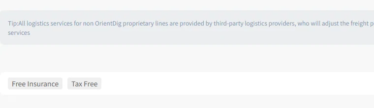 The operator's notice that logistics services on lines it does not own are provided by third party providers who adjust the freight price according to market conditions, beside free insurance and tax free labels